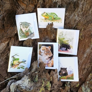 Pack of 6 half-sized, mini (A7) Gift Cards - Australian Animals