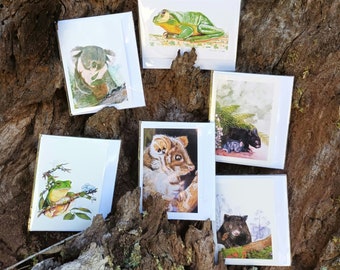 Pack of 6 half-sized, mini (A7) Gift Cards - Australian Animals