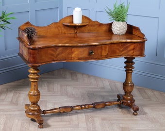 Antique Victorian Satin Birch Twin Pedestal Wash Stand Dressing Table With Draw C1860