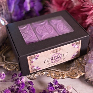 Pentacle Wax Melt Blocks ~ Lavender & Sage Triple Moon Pentagram Wax Melts | Witchy Wax Melts | Witchy Gifts | Triple Moon Goddess