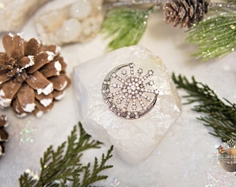 Winter Witch Celestial Ice Moon & Star Brooch™ | Crescent Moon Brooch | Winter Witch Brooch | Witchy Jewelry | Rhinestone Brooch