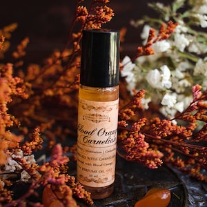 Blood Orange Crystal Infused Perfume Oil | Motivation | Inspiration | Grounding | Carnelian Crystals | Intention Ritual Oil | Spell Oil