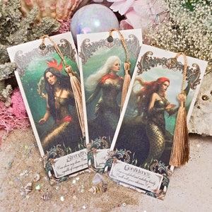 Signets de carte de tarot sirène et déesse Positive Affirmations Bookmarks™ | Amateur de tarot | Divination | Cartes d'affirmation | Magie de la sorcière des mers