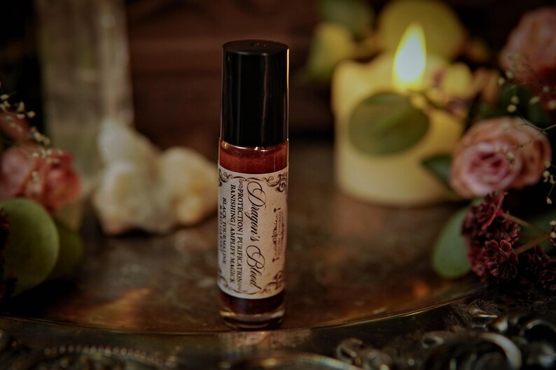 Dragon's Blood Crystal Infused Perfume Oil Roll On | Protection Oil | Strengthen Spells | Red Garnet Crystal Ritual Oil | Anointing Oil zdjęcie 7