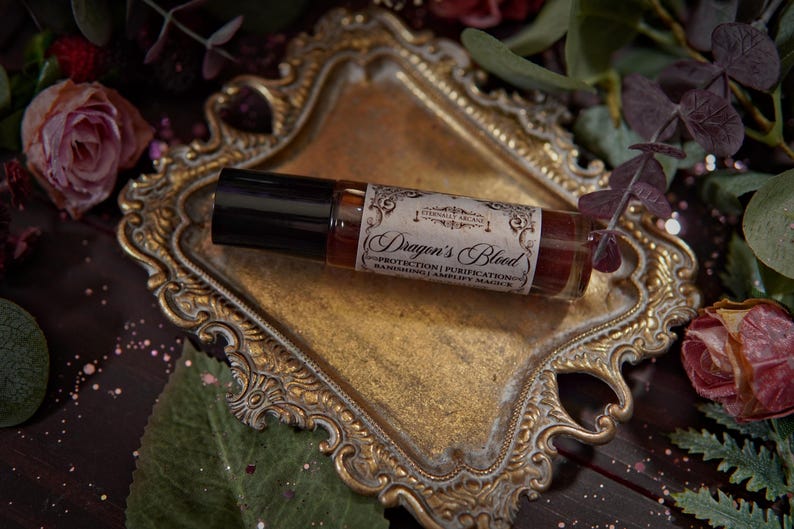 Dragon's Blood Crystal Infused Perfume Oil Roll On | Protection Oil | Strengthen Spells | Red Garnet Crystal Ritual Oil | Anointing Oil zdjęcie 17