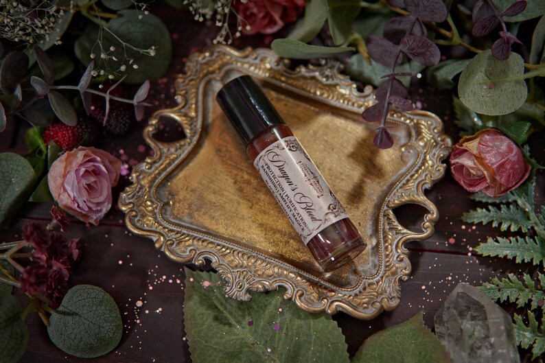Dragon's Blood Crystal Infused Perfume Oil Roll On | Protection Oil | Strengthen Spells | Red Garnet Crystal Ritual Oil | Anointing Oil zdjęcie 13