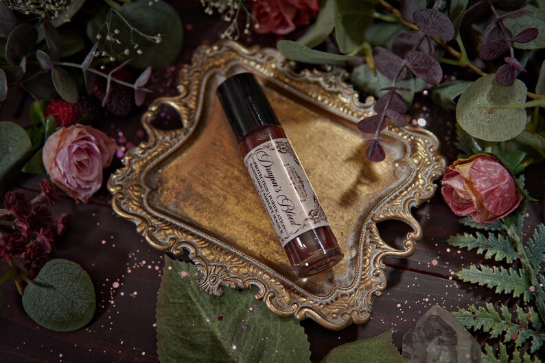 Dragon's Blood Crystal Infused Perfume Oil Roll On | Protection Oil | Strengthen Spells | Red Garnet Crystal Ritual Oil | Anointing Oil zdjęcie 16