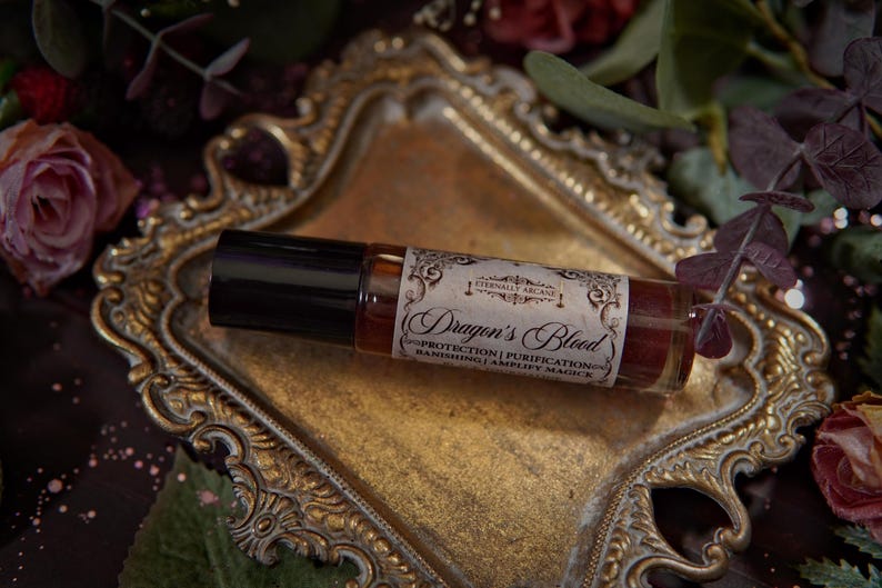 Dragon's Blood Crystal Infused Perfume Oil Roll On | Protection Oil | Strengthen Spells | Red Garnet Crystal Ritual Oil | Anointing Oil zdjęcie 12