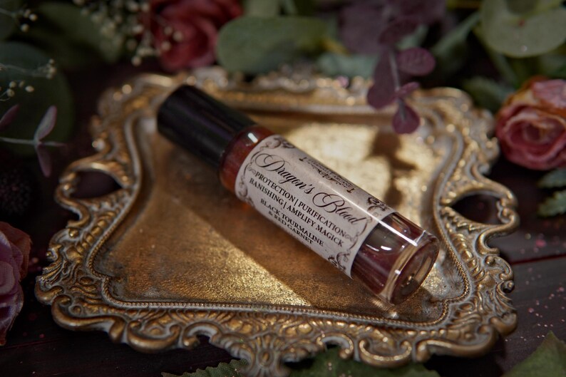 Dragon's Blood Crystal Infused Perfume Oil Roll On | Protection Oil | Strengthen Spells | Red Garnet Crystal Ritual Oil | Anointing Oil zdjęcie 8