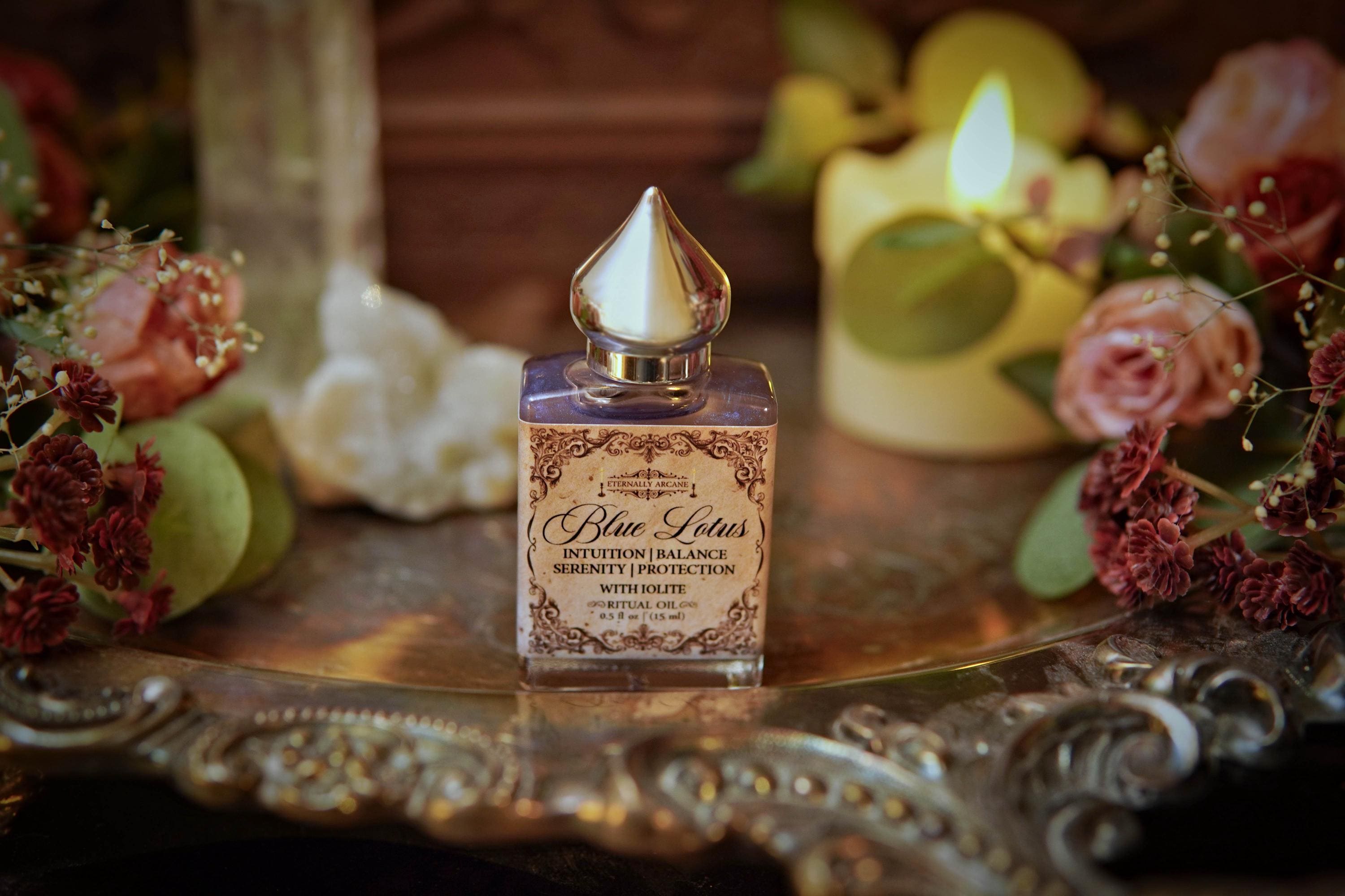 THE ORIGINAL Blue Lotus with Iolite Luxury Ritual Oil | Third Eye Oil | Egyptian Lotus Crown Chakra Oil | Protection Spell Oil | Witch Oil