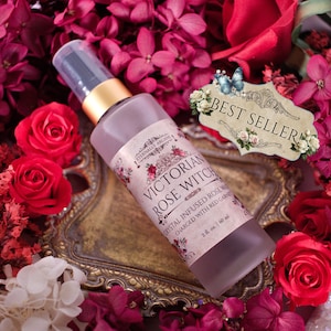 Agua de rosas con granate rojo Victorian Rose Witch™ / Spray de agua de rosas totalmente natural / Bruma de rosas / Regalos de brujas / Hechizo de amor / Tónico de rosas
