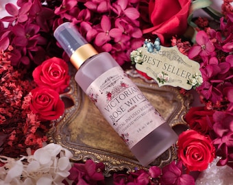 Victorian Rose Witch™ Rose Water with Red Garnet | All Natural Rose Water Spray | Rose Mist | Witchy Gifts | Love Spell | Rose Toner