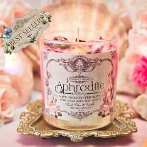 Aphrodite Goddess Ritual Candle ~ Goddess of Love & Beauty | Goddess Candle | Venus Altar Candle | Love Spell | Love Drawing | Witchcraft