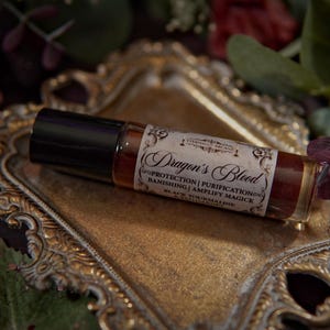 Dragon's Blood Crystal Infused Perfume Oil Roll On | Protection Oil | Strengthen Spells | Red Garnet Crystal Ritual Oil | Anointing Oil zdjęcie 10