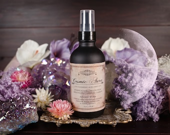 Cosmic Aura Mist™ Spiritual Cleansing | Crystal Spray | Sacred Smudge | Purification Smokeless Smudge Spray | Room, Linen, Pillow, Spray