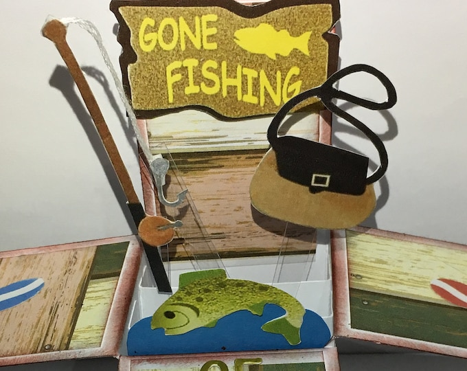 Fishing Pop Up Birthday Card, 3D Swordfish Fishing