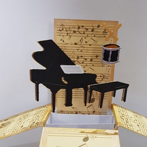 Carte boîte à musique pop-up*Carte pop-up joyeux anniversaire*Carte pop-up fête des pères*Carte pop-up frère*Carte pop-up fils*Carte pop-up piano*Carte batterie*