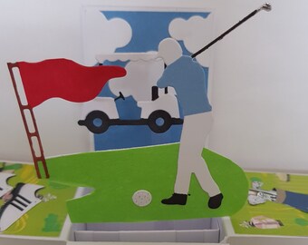 Golf pop up box card*Happy Birthday pop up*Fathers Day pop up*Husband pop up*son pop up*Grandfather pop up*Retirement pop up*Well done card