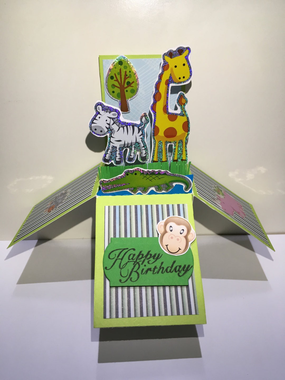Jungle Pop up Box Card*safari Pop up Box*kids Fun Pop Up*happy Birthday ...