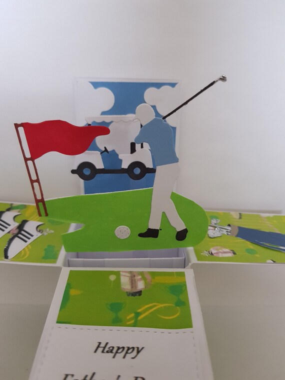 Golf Pop up Box Cardhappy Birthday Pop Upfathers Day Pop Etsy UK