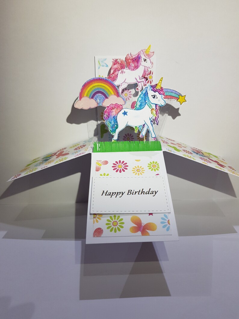 unicorn pop up box cardhappy birthday pop uplittle girl
