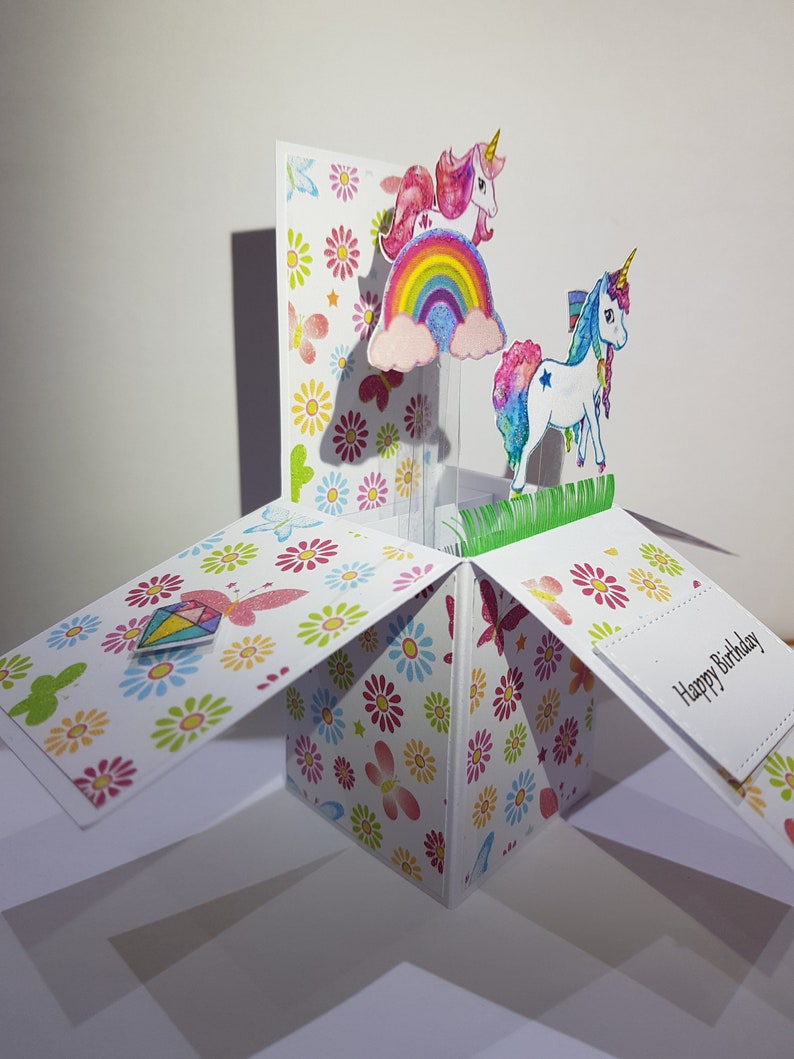 unicorn pop up box cardhappy birthday pop uplittle girl