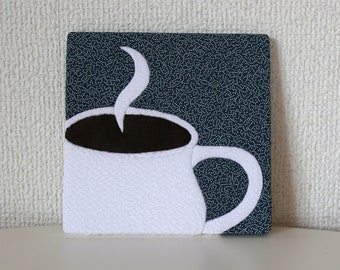 KIMEKOMI board coffee brake, wall art, coffee cup art, Painting with cloth, wacomonoyaJAPAN