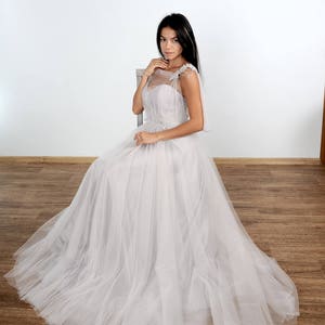 Gray wedding dress,Silver gray wedding dress,Tulle wedding gown,Sexy wedding dress,Unique wedding dress,Elegant wedding gown-Silver Rose image 7