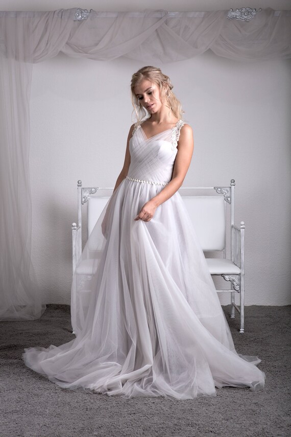 Grau silbergrau Brautkleid Brautkleid Tüll Hochzeit | Etsy