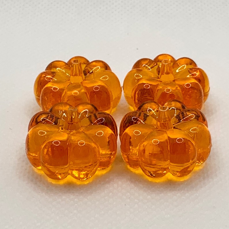 Mini Pumpkins 4pc Clear Plastic Halloween Cabochon Etsy