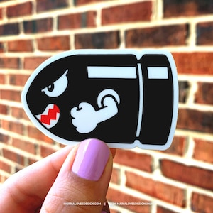 Nintendo Bullet Bill Vinyl-Aufkleber gestanzt |  Retro Videospiel Sticker
