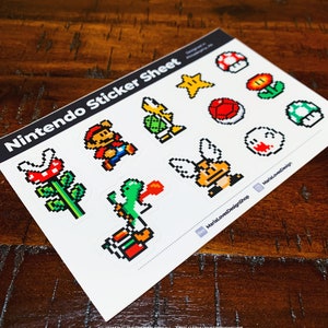 Nintendo Sticker Bogen |  Aufkleber |  Retro Videospiel Sticker