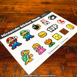 Arkusz naklejek Super Mario Bros. | Pakiet naklejek | Naklejki na gry wideo Nintendo Retro