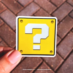 Super Mario Frage Block Vinyl gestanzte Aufkleber |  Retro Videospiel Sticker