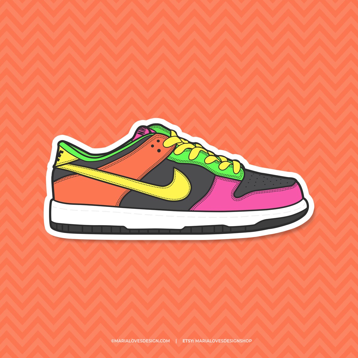 Nike Sneaker Vinyl DieCut Sticker Cute Neon Colorful Etsy