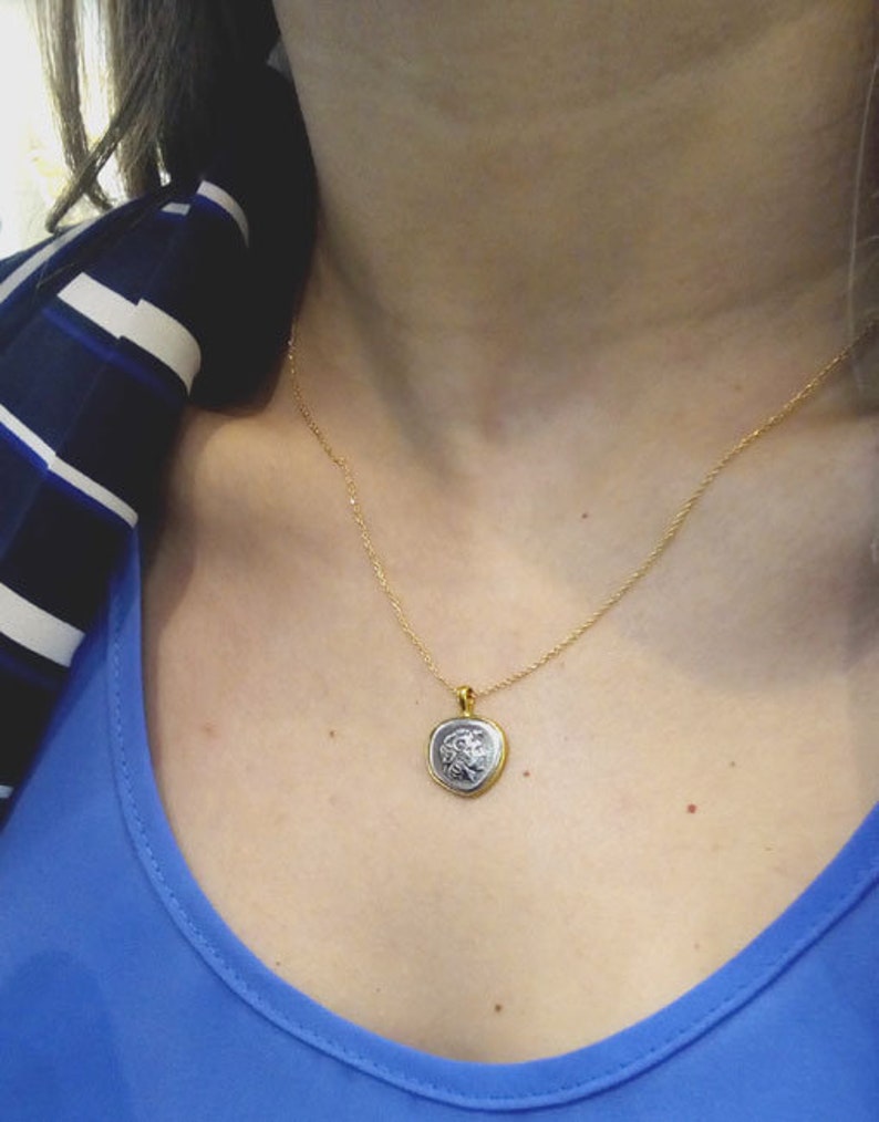 Alexander the Great Silver Pendant with Silver Chain