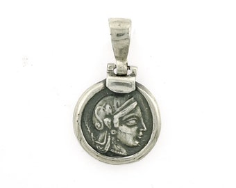 Goddess Athena Necklace |   Olympian Pendant | Silver   God Coin |   Athena Goddess |   Mythology Gift | Ancient Greece Coin Gift