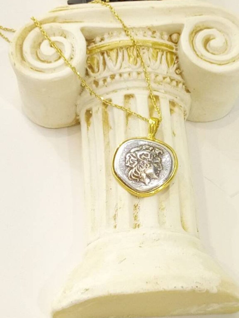 Alexander the Great Silver Pendant with Silver Chain