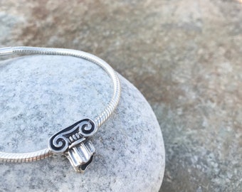 Greek Column Charm, Silver 925, Acropolis Pandora Charm, Ancient Greece Stone Bead, Travel Souvenir, Perfect Mother's day Gift, DHL mail.