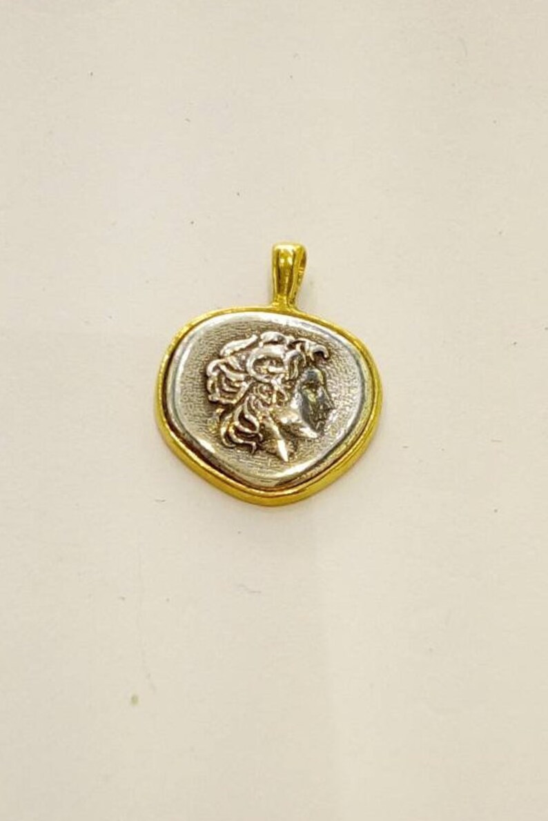 Alexander the Great Silver Pendant with Silver Chain
