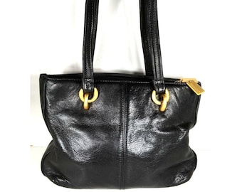 Tignanello Vintage Black Leather Shoulder Bag