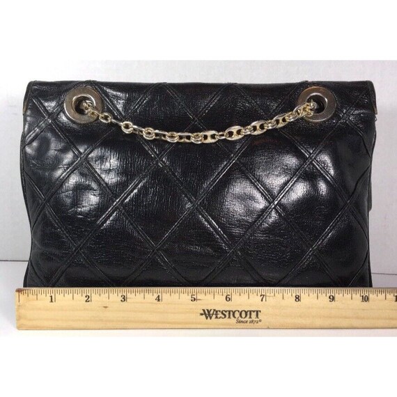 Carlotta Vintage Black Leather Shoulder Bag Chain… - image 2