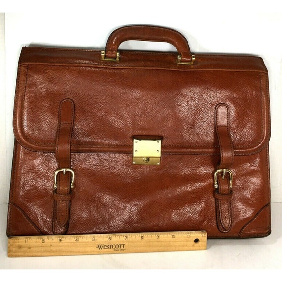 Marforio Vintage Brown Leather Briefcase - Distre… - image 6