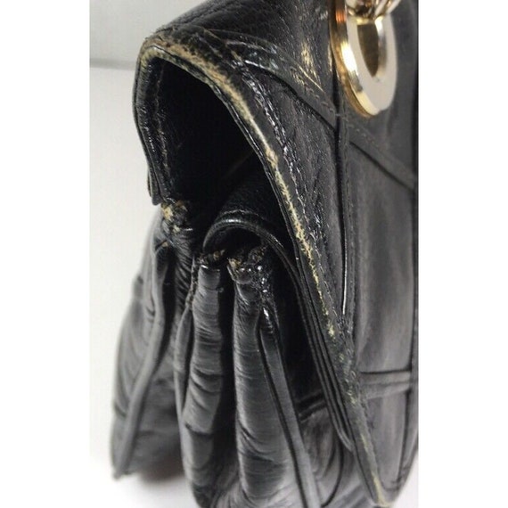 Carlotta Vintage Black Leather Shoulder Bag Chain… - image 5