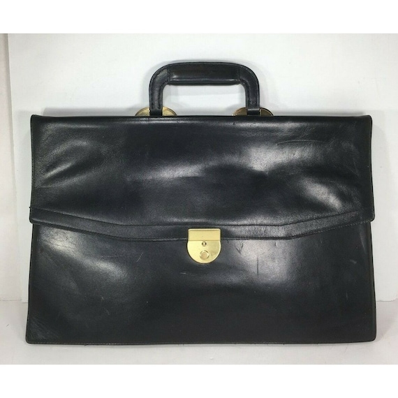 Lodis Vintage Meek’s Luggage Mens Black Leather A… - image 1