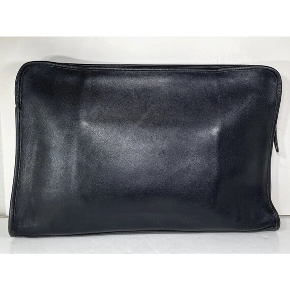 Laura USA Vintage Black Leather Zip Attache - image 2