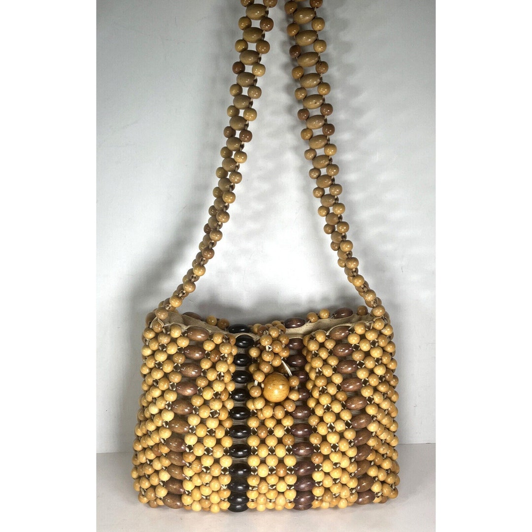 Marchioness True Vintage Beaded Brown Small Shoulder Bag
