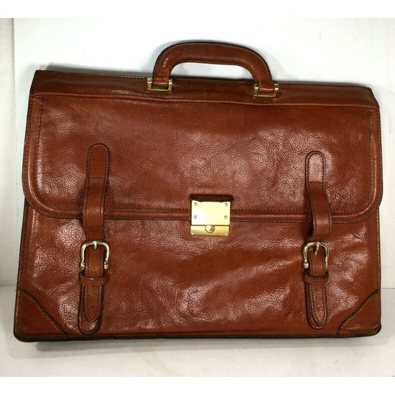 Marforio Vintage Brown Leather Briefcase - Distre… - image 1