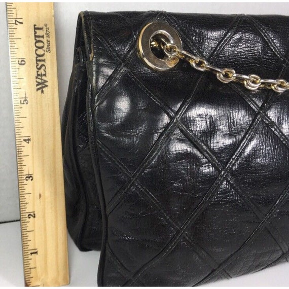 Carlotta Vintage Black Leather Shoulder Bag Chain… - image 4