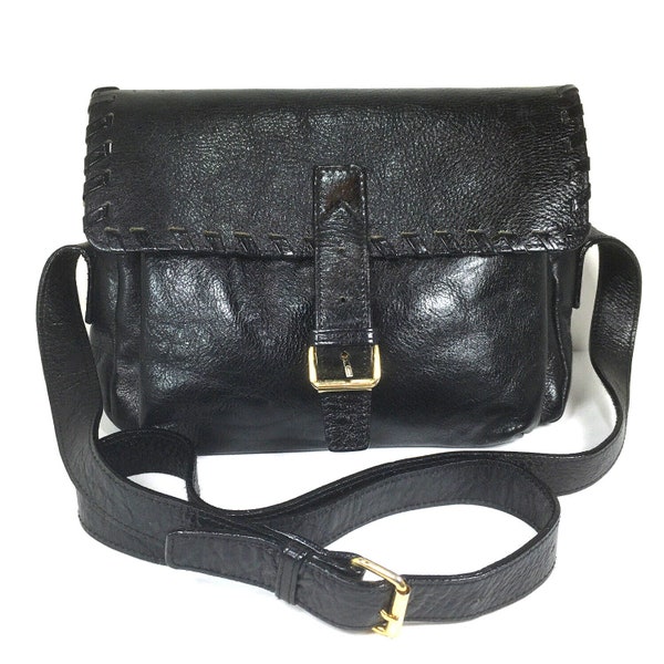 Tignanello Vintage Black Leather Shoulder Bag